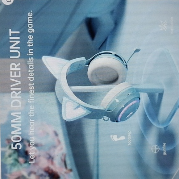 SOMIC Wireless Gaming Headset Blue 3D Light Up Cat Ear Prof Sound PC Games Movie - Picture 2 of 12